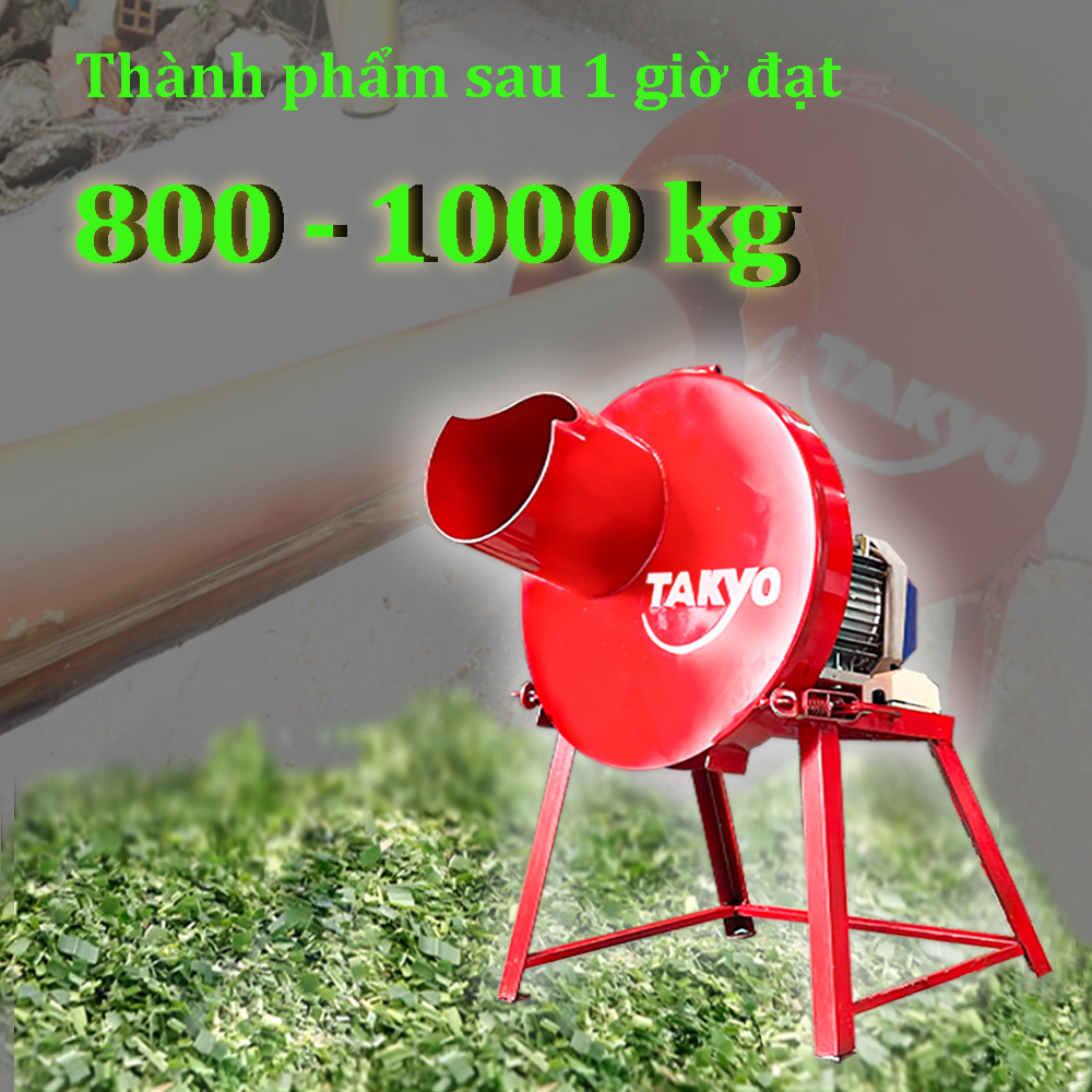 Máy takyo tk 1500 có năng thái mịn lên đến 1000 kg thành phẩm nguyên liệu thái mịn bao gồm như ( chuối, cỏ, tàu lá dừa, rau muống, rau lang các loại...) trên 1 giờ.