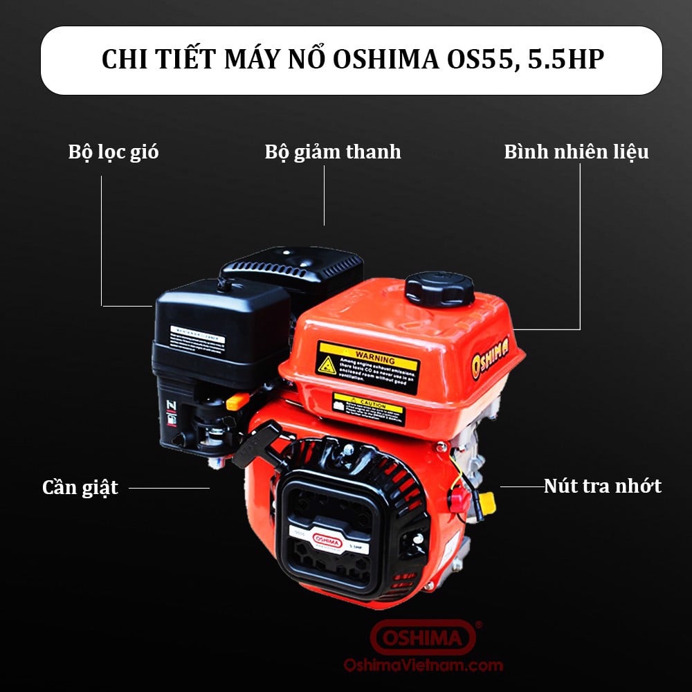 chi tiết từng bộ phận của máy nổ đa năng oshima os 55 - 5.5hp