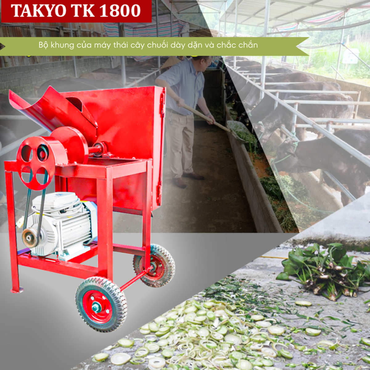 Bộ khung của máy thái cây chuối đa năng Takyo TK 1800 cực kì bền và chắc chắn 