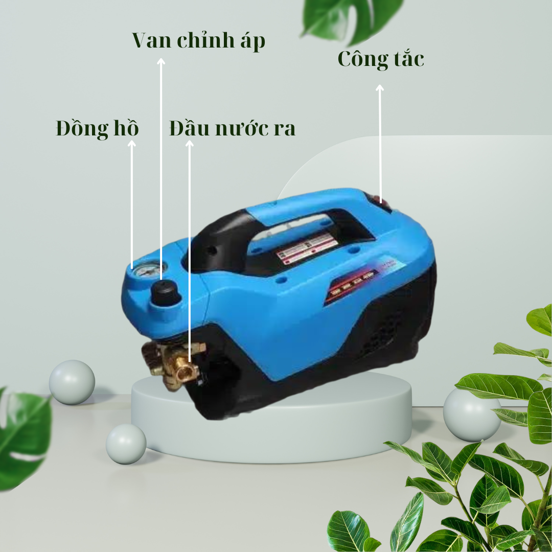 Máy rửa xe Toàn Phát TP 2800 trang bị đồng hồ đo áp hiển thị áp lực khi máy hoạt động, ngoài ra con có van chỉnh áp để điều chỉnh áp lực. 