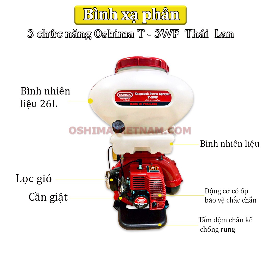 Cấu tạo đơn giản, dễ dàng sử dụng của bình xạ phân Thái Lan Oshima T-3WF