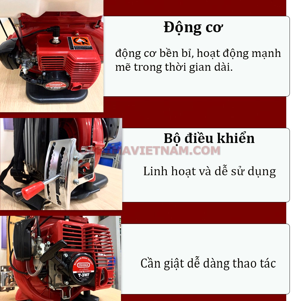 Động cơ bình xạ phân Thái Lan Oshima T-3WF bền bỉ, sử dụng lâu dài, gọn nhẹ