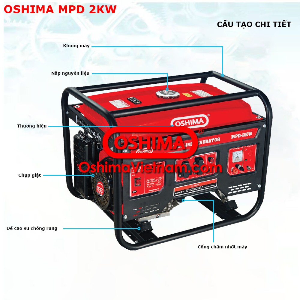 Cấu tạo chi tiết máy phát điện Oshima MPD 2kw
