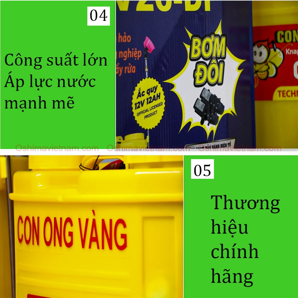 bình xịt điện cov 20dp có dập nổi con ong vàng chứng nhận hàng chính hãng