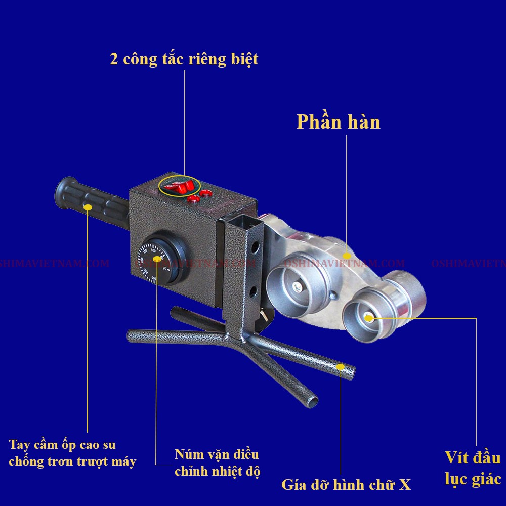 Máy hàn ống nhựa Oshima HON 1500 có thiết kế đơn giản, gọn nhẹ nhưng chức năng làm việc vô cùng mạnh mẽ