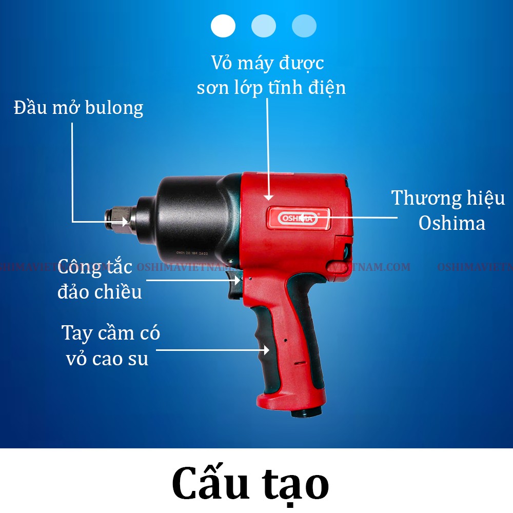 Máy mở bulong Oshima có kiểu dáng nhỏ gọn, được làm bằng chất liệu cao cấp chất lượng cao