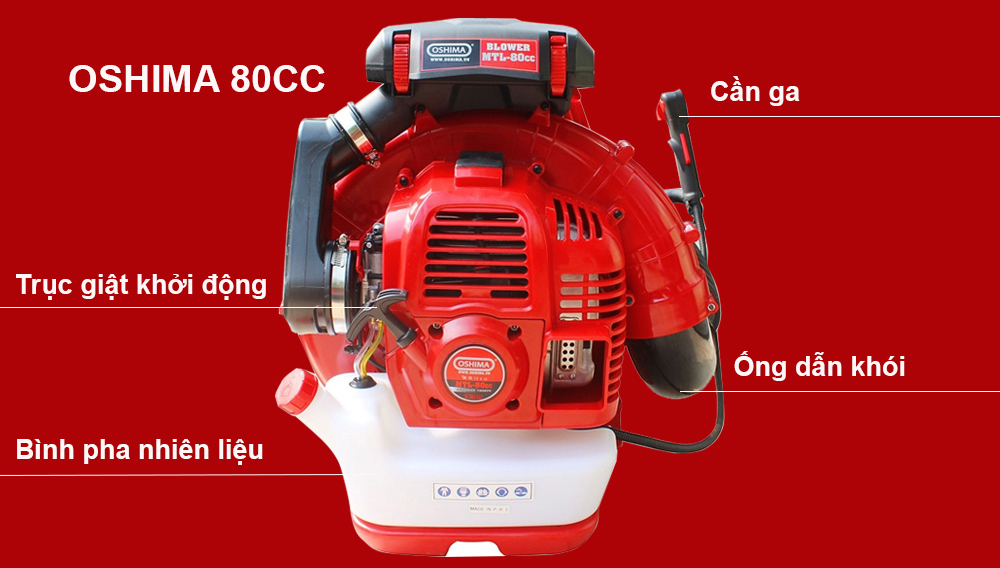 cấu tạo của máy thổi lá oshima 80cc