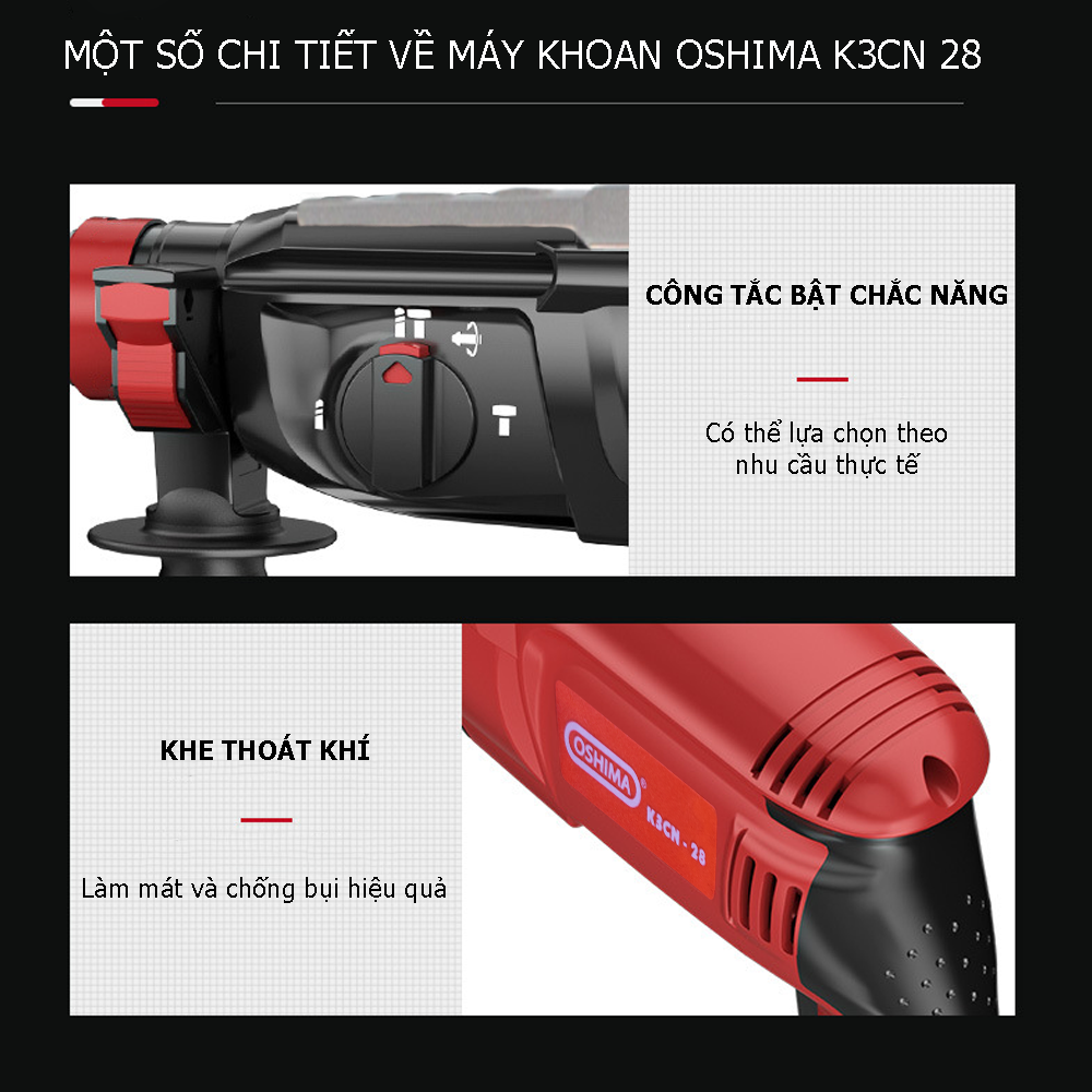 Cấu tạo máy khoan đục Oshima K3CN 28