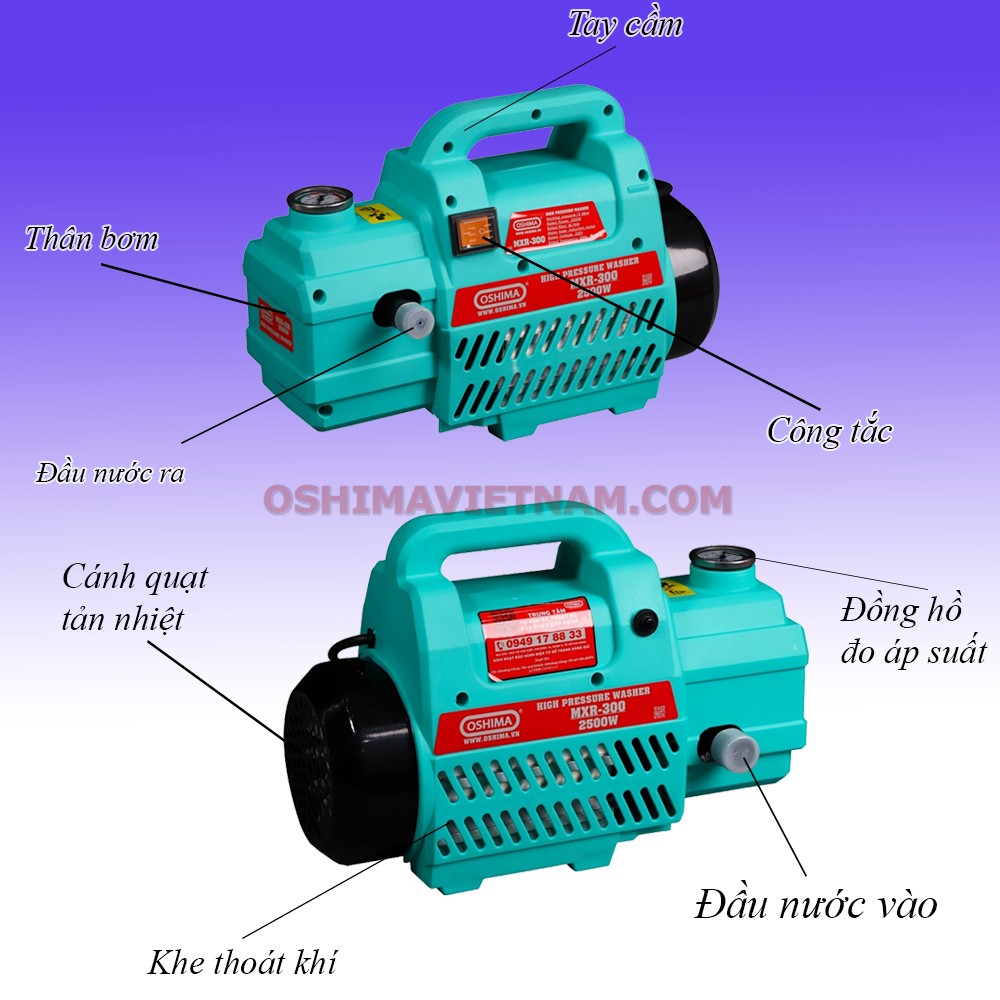 Cấu tạo của máy xịt rửa xe áp lực Oshima OS 300