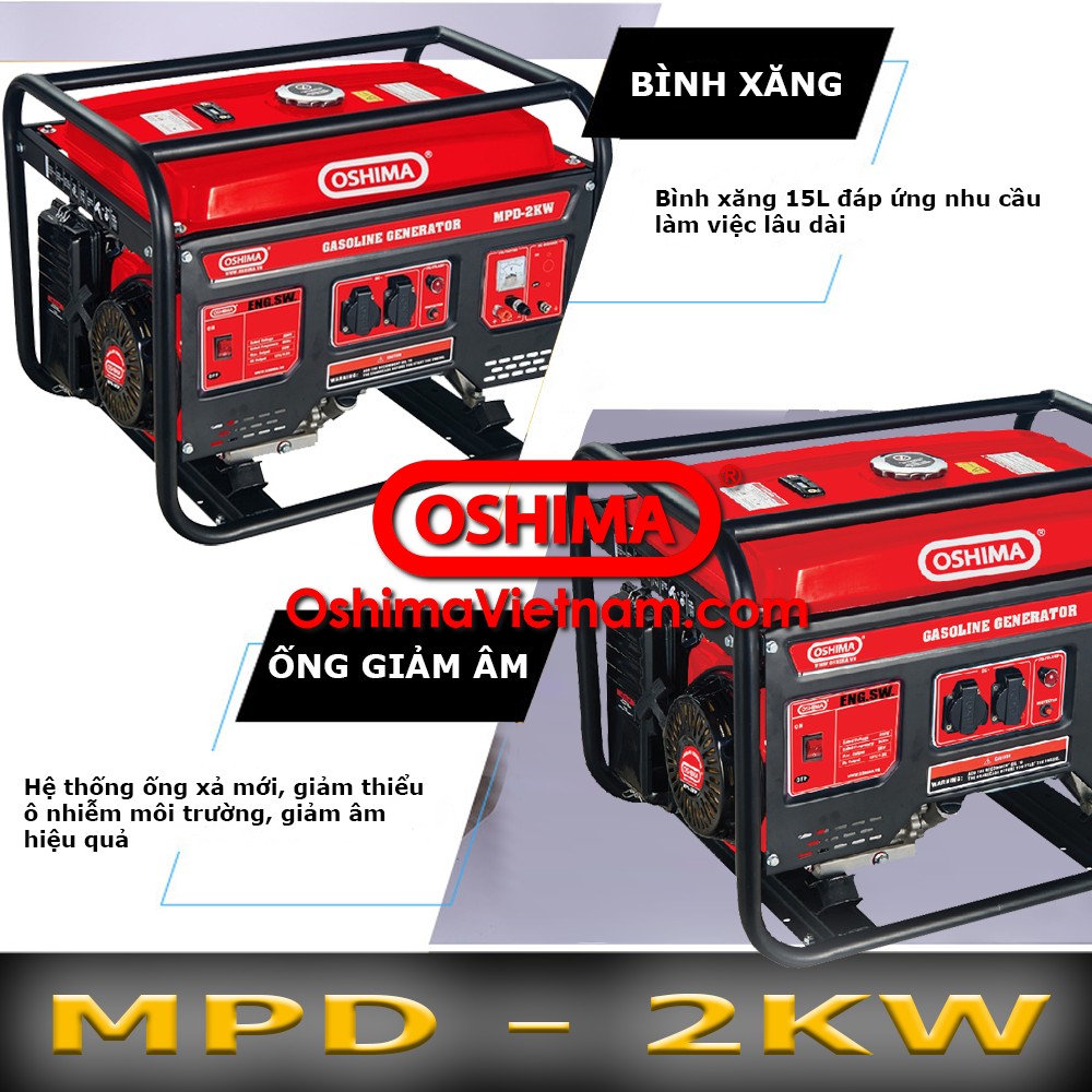 Chi tiết thân máy của máy phát điện Oshima 2kw