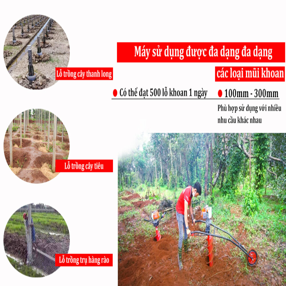 máy khoan đất đẩy tay takyo tk 3p được sử dụng rộng rãi trong công việc đào lỗ trồng cây trồng trụ rào trụ điện