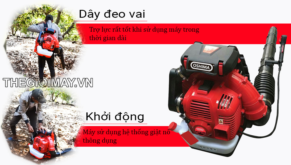 ống phun và tay cầm máy thổi lá oshima được làm bằng nhựa nguyên chất cao cấp