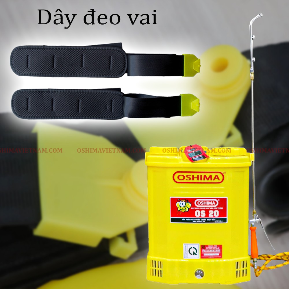 Dây đeo vai của bình xịt điện oshima os 20 vàng thiết kế rộng rãi và êm ái