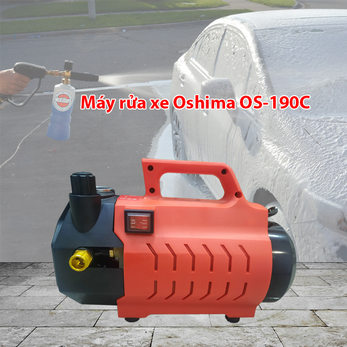Máy rửa xe Oshima MXR 190 C trang bị công suất lên đến 1000 W, mô-tơ 100% lõi đồng giúp máy có khả năng xịt rửa cực cao.