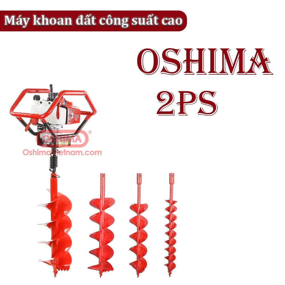 Máy khoan đất oshima 2ps sử dụng động cơ 2 thì công suất 2.2kw