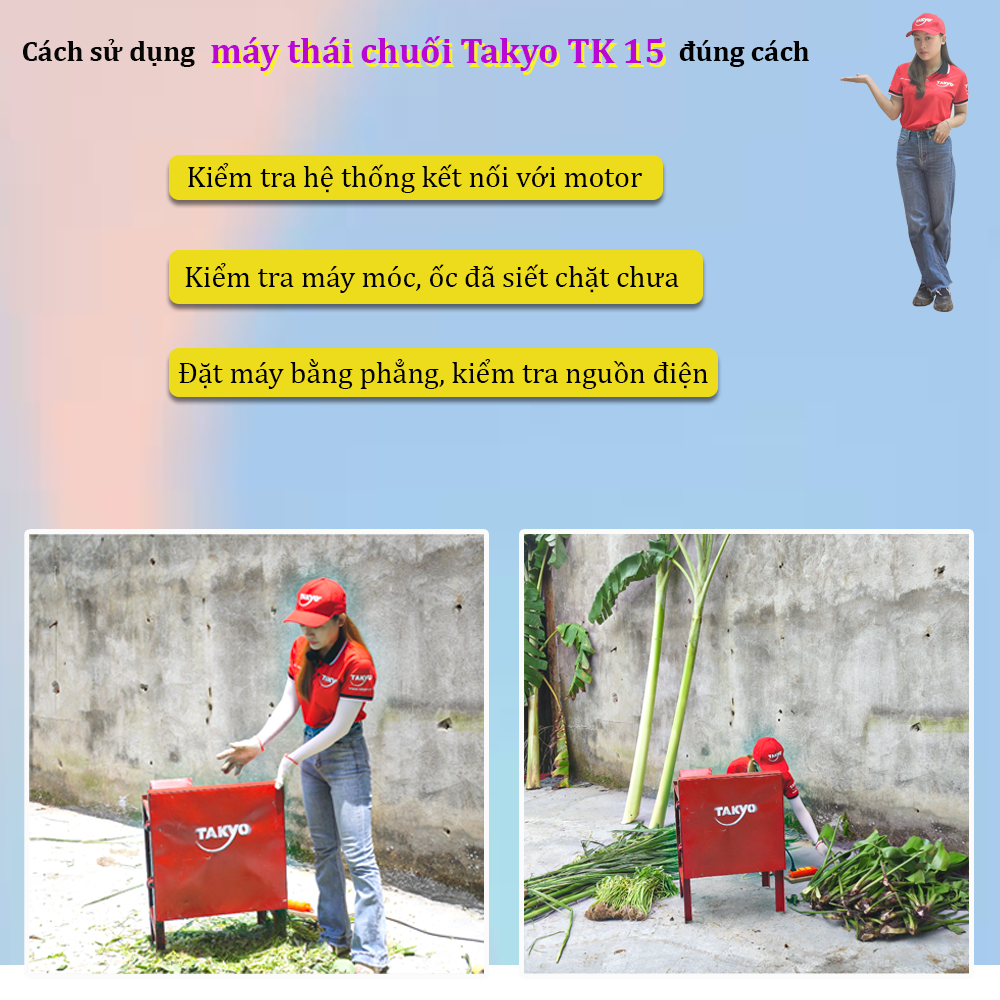 Cách sử dụng máy băm cỏ thái cây chuối nhỏ Takyo TK 15 giá rẻ