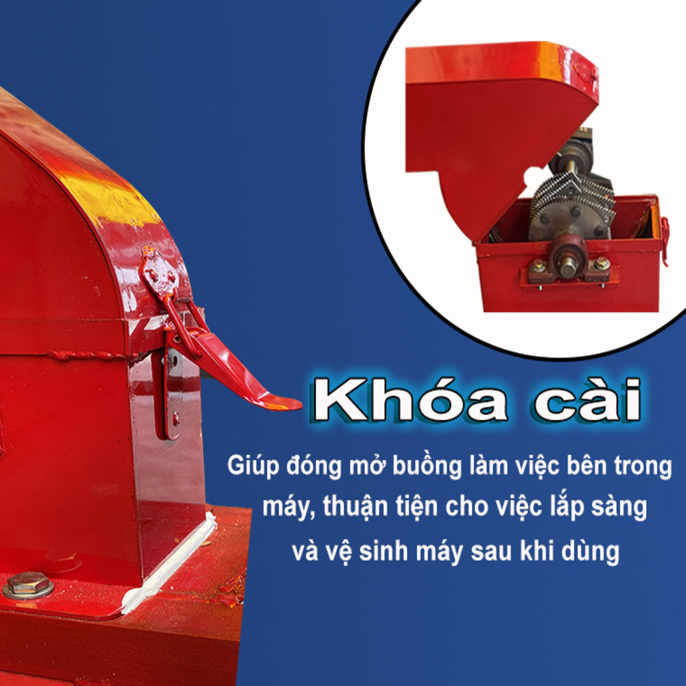 Máy băm nghiền ngũ cốc takyo tk 10 có thiết kế khóa cài đóng mở tiện dụng trong việc vệ sinh máy sau khi dùng