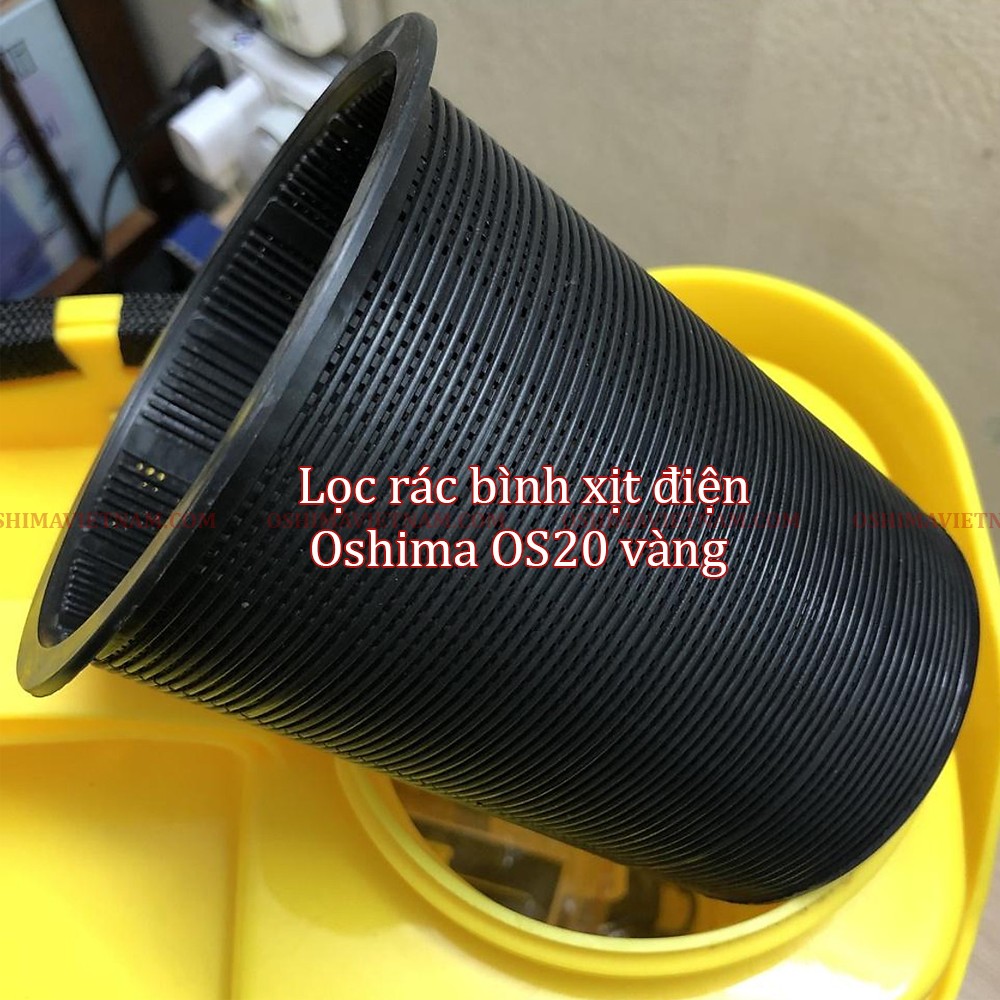 Lọc rác của bình xịt điện oshima os 20 vàng được thiết kế với chiều sâu 128mm và tấm lưới siêu nhỏ 