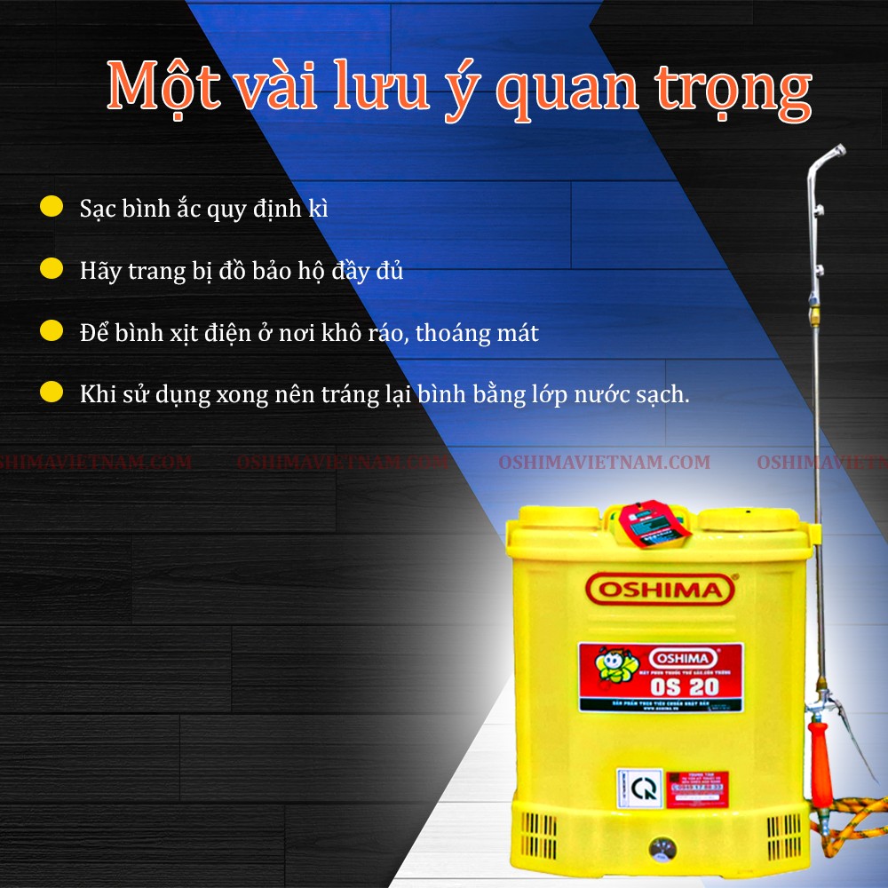 Những lưu ý quan trọng khi sử dụng bình xịt điện oshima os 20 vàng