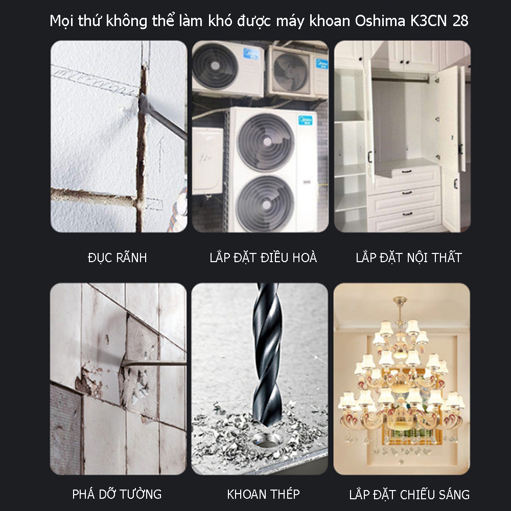 Công dụng máy khoan đục Oshima K3CN 28