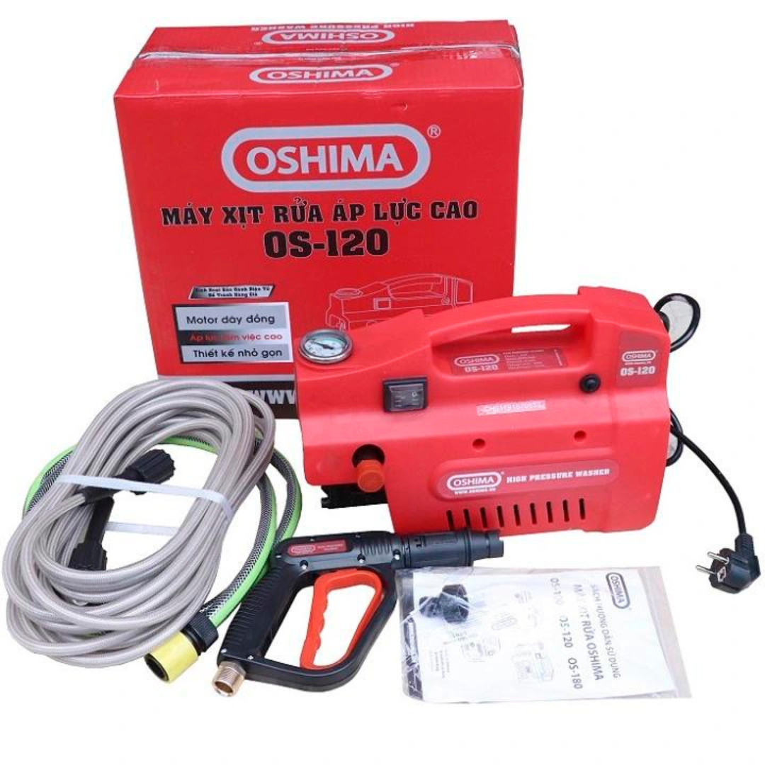 Máy rửa xe Oshima OS 120 được cung cấp đầy đủ các phụ kiện đi kèm