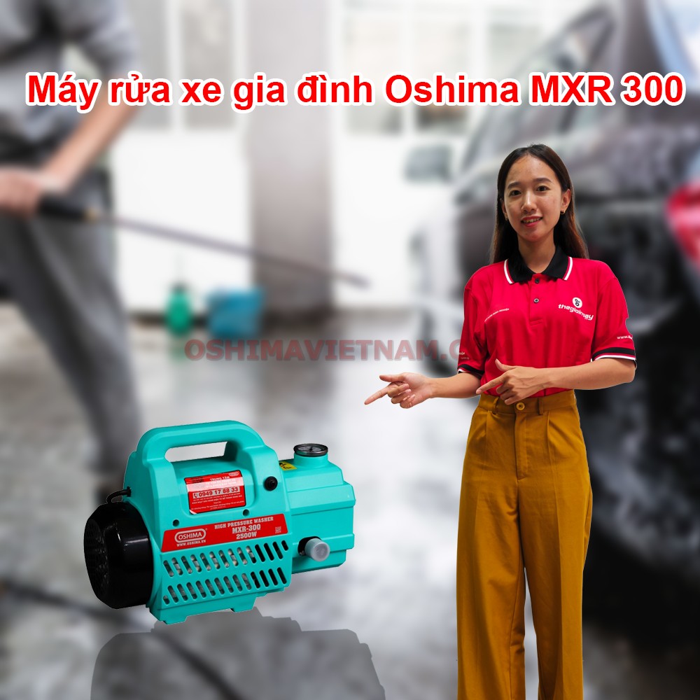 Máy xịt rửa xe cao áp Oshima OS 300 với công suất 2500W cùng với áp lực phun 130 bar giúp máy xịt rửa vết bẩn dễ dàng