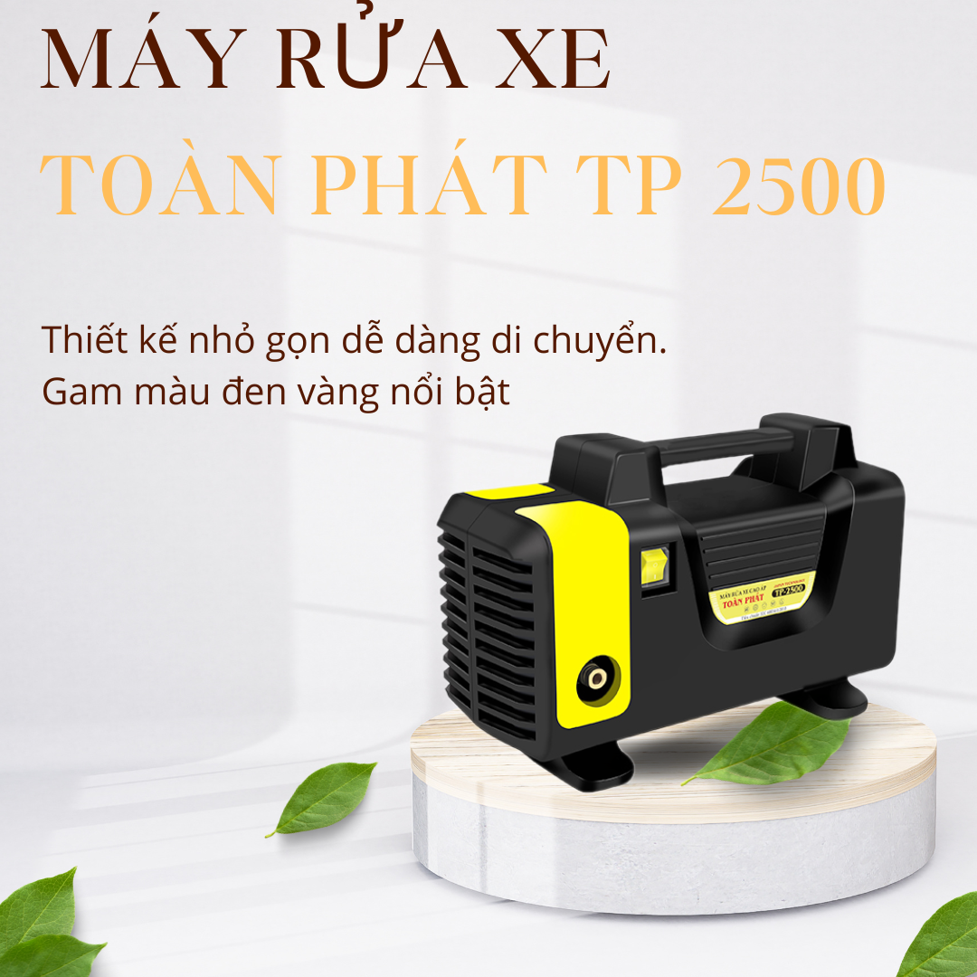 Máy rửa xe Toàn Phát TP 2500 được thiết kế với màu vàng và màu đen vô cùng nổi bật.