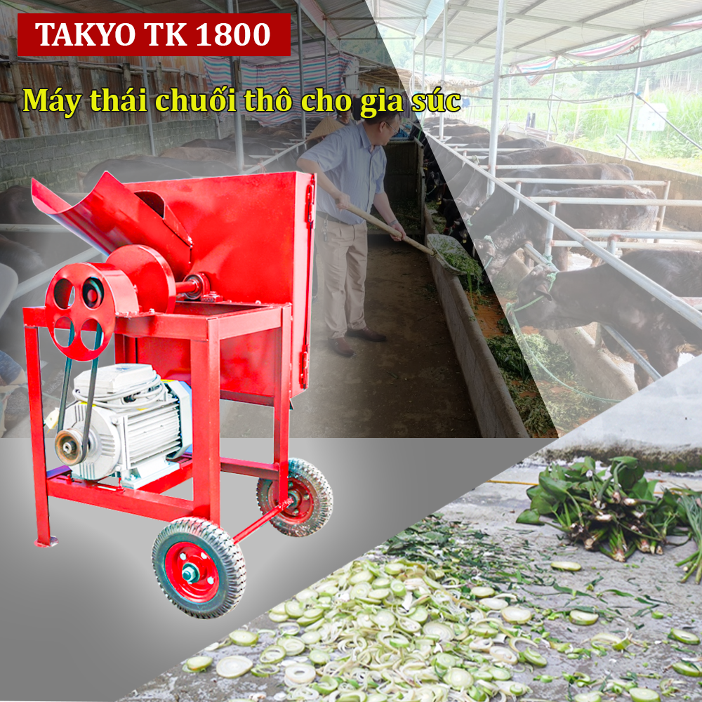 Máy thái rau chuối Takyo TK 1800 sử dụng khung sắt vô cung chắc chắn, hạn chế rung lắc trong quá trình sử dụng