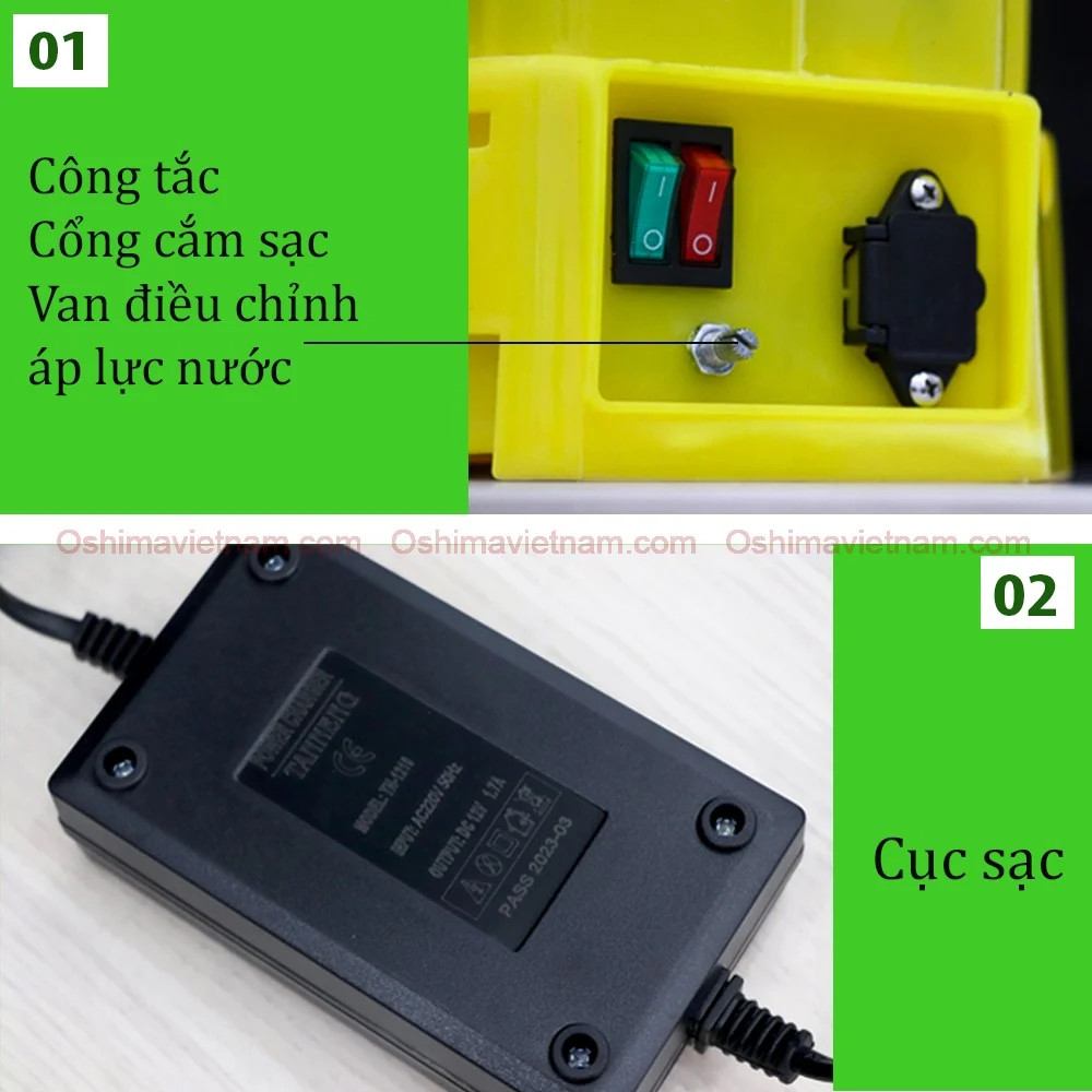 Bình xịt điện con ong vàng COV 20 DP với thiết kế đơn giản, dễ sử dụng