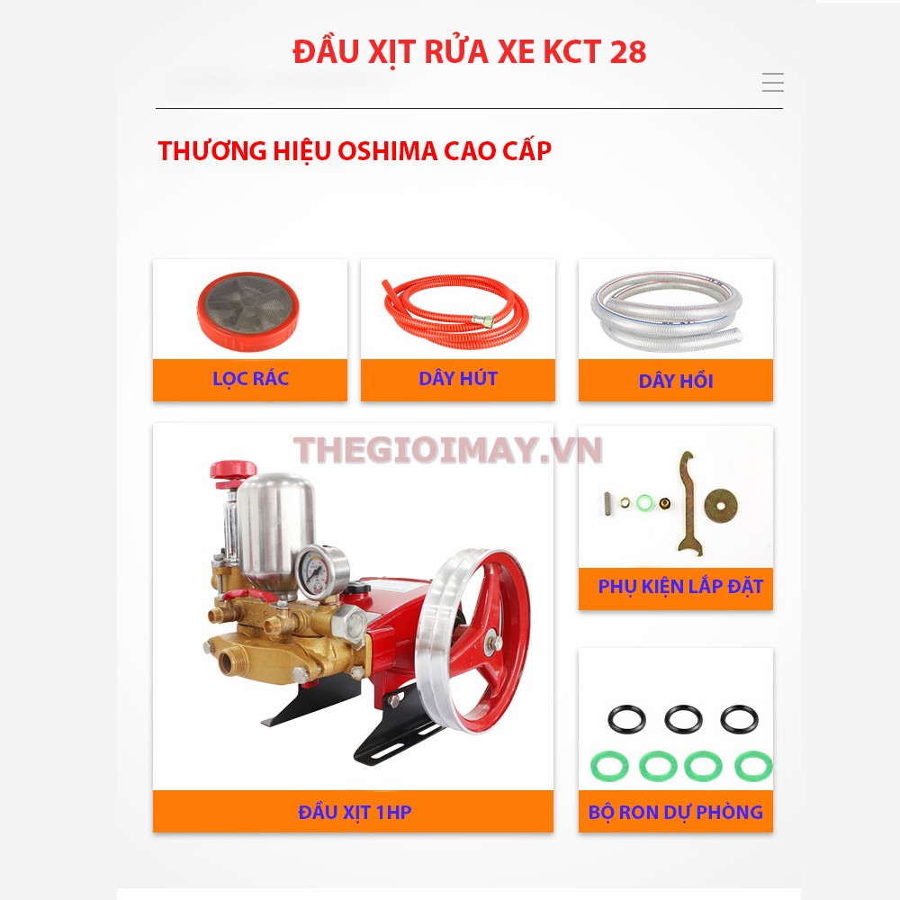 Phụ kiện đi kèm của đầu xịt thuốc trừ sâu KCT 28