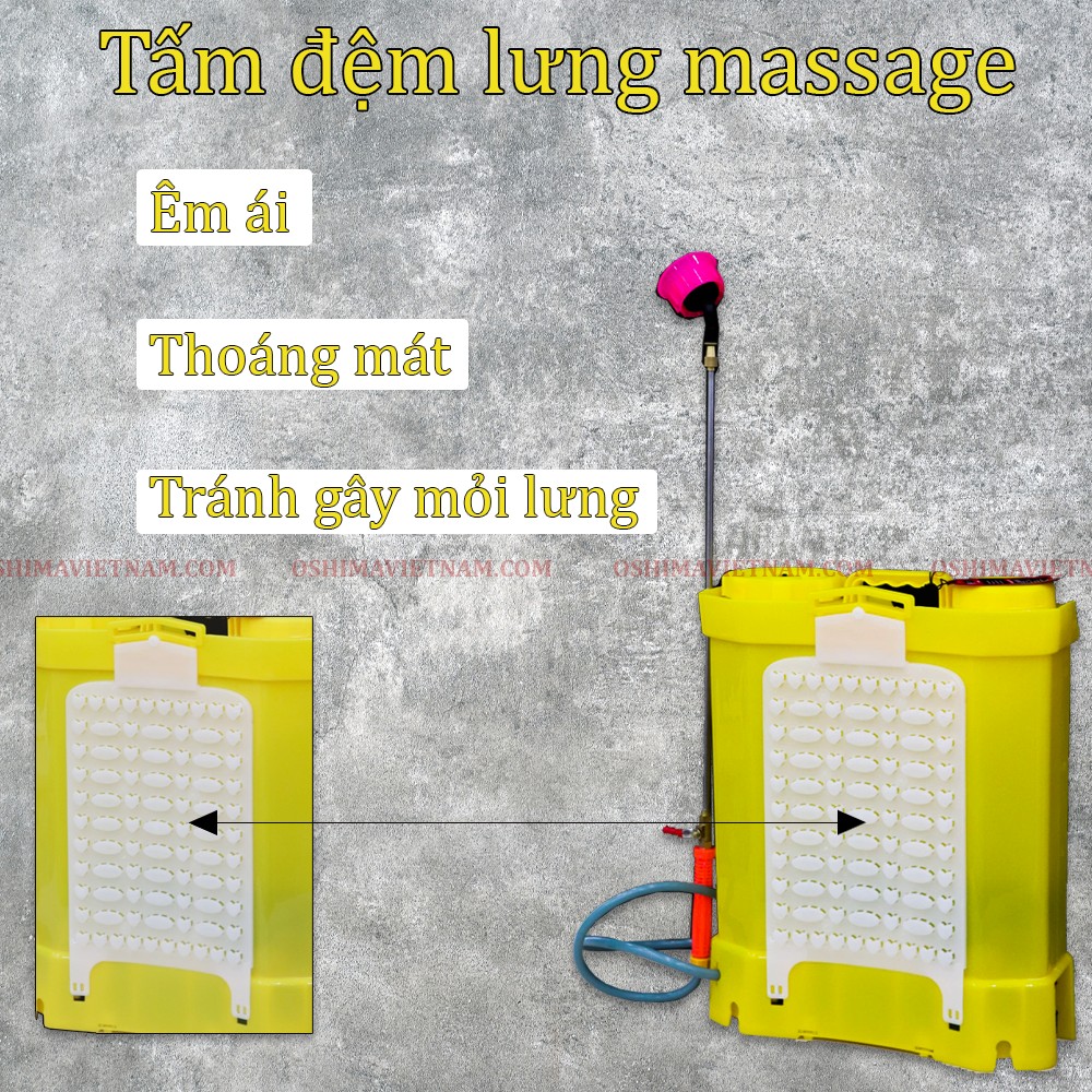 Tấm đệm lưng của bình xịt điện con ong vàng COV 16 D vô cùng rộng rãi và thoáng khí