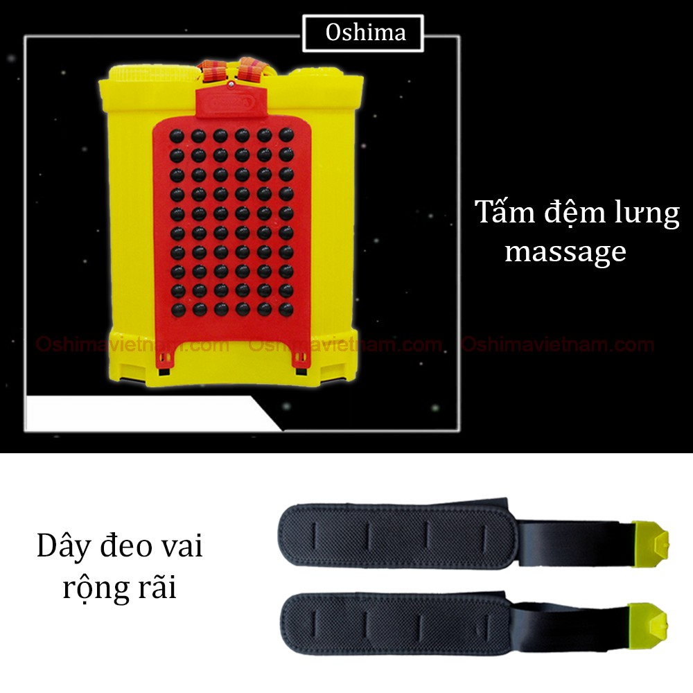 đệm lưng của bình xịt điện được thiết kế thoát khí tránh gây cảm giác khó chịu khi đeo bình trên lưng