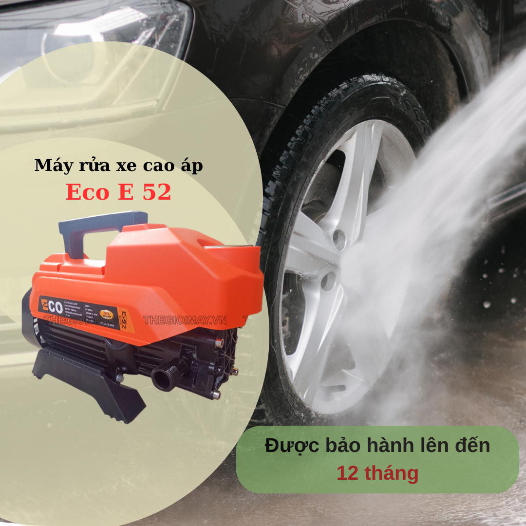 Máy rửa xe cao áp Eco E 52 được bảo hành lên đến 12 tháng cho bà con có thể yên tâm trong quá trinh sử dụng.