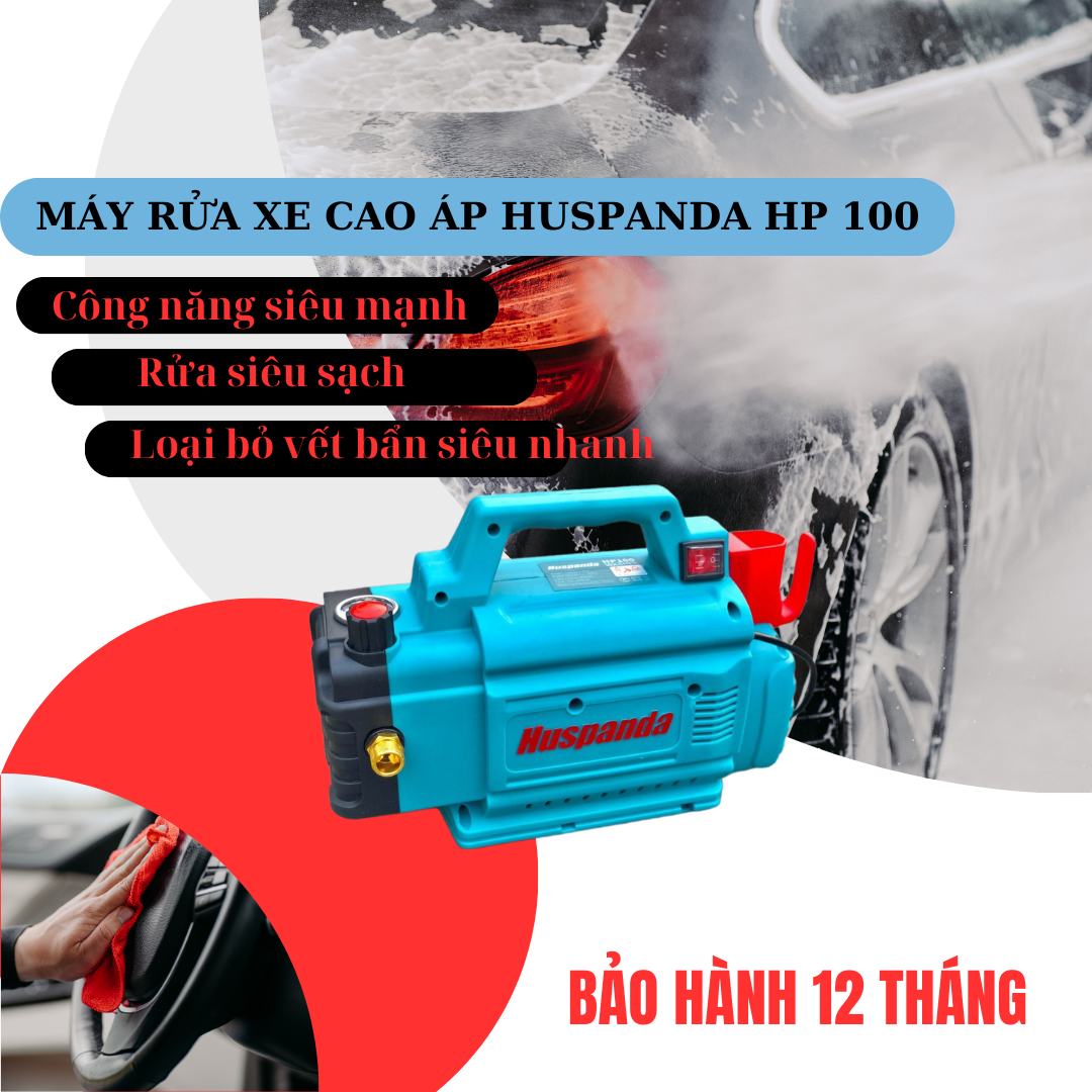 Máy rửa xe Huspanda HP 100 được bảo hành lên đến 12 tháng.