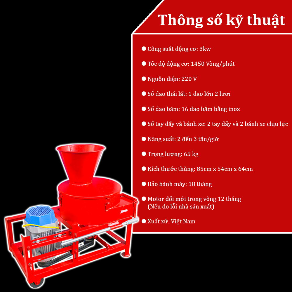 Thông số kỹ thuật của máy băm chuối mịn Takyo TK 3000