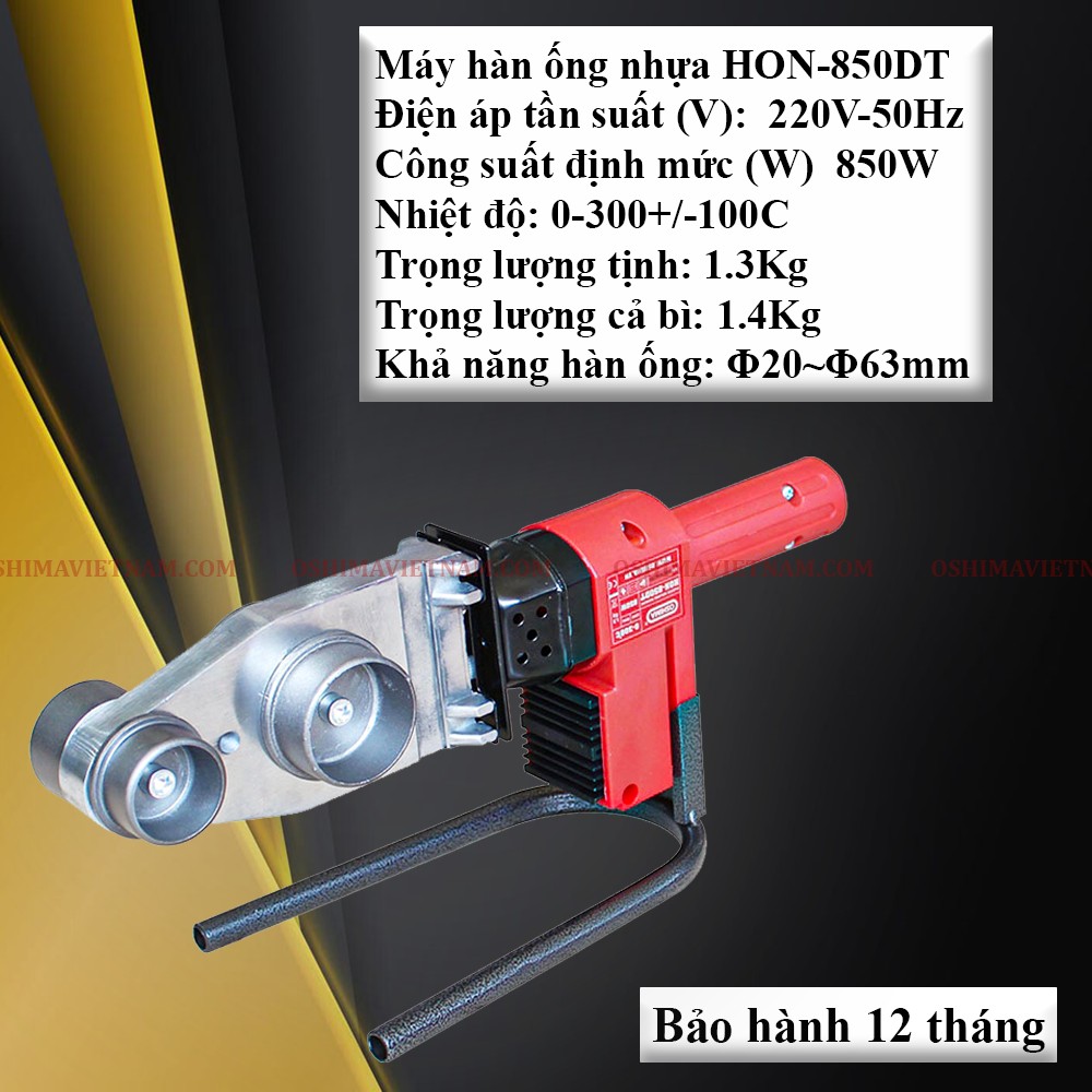 Thông số kỹ thuật của máy hàn ống nhựa Oshima HON 850 DT