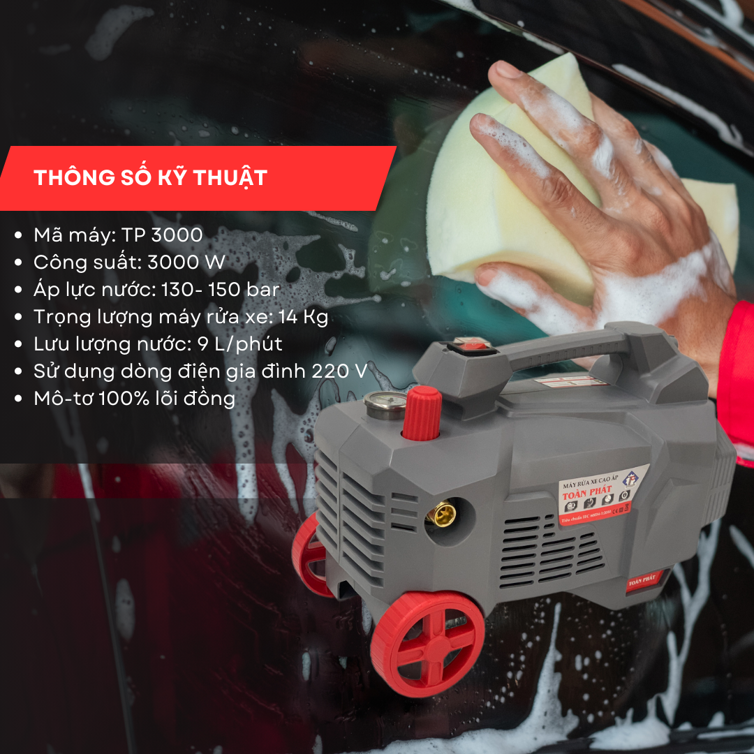 Thông số kỹ thuật của máy xịt rửa áp lực Toàn phát TP 3000