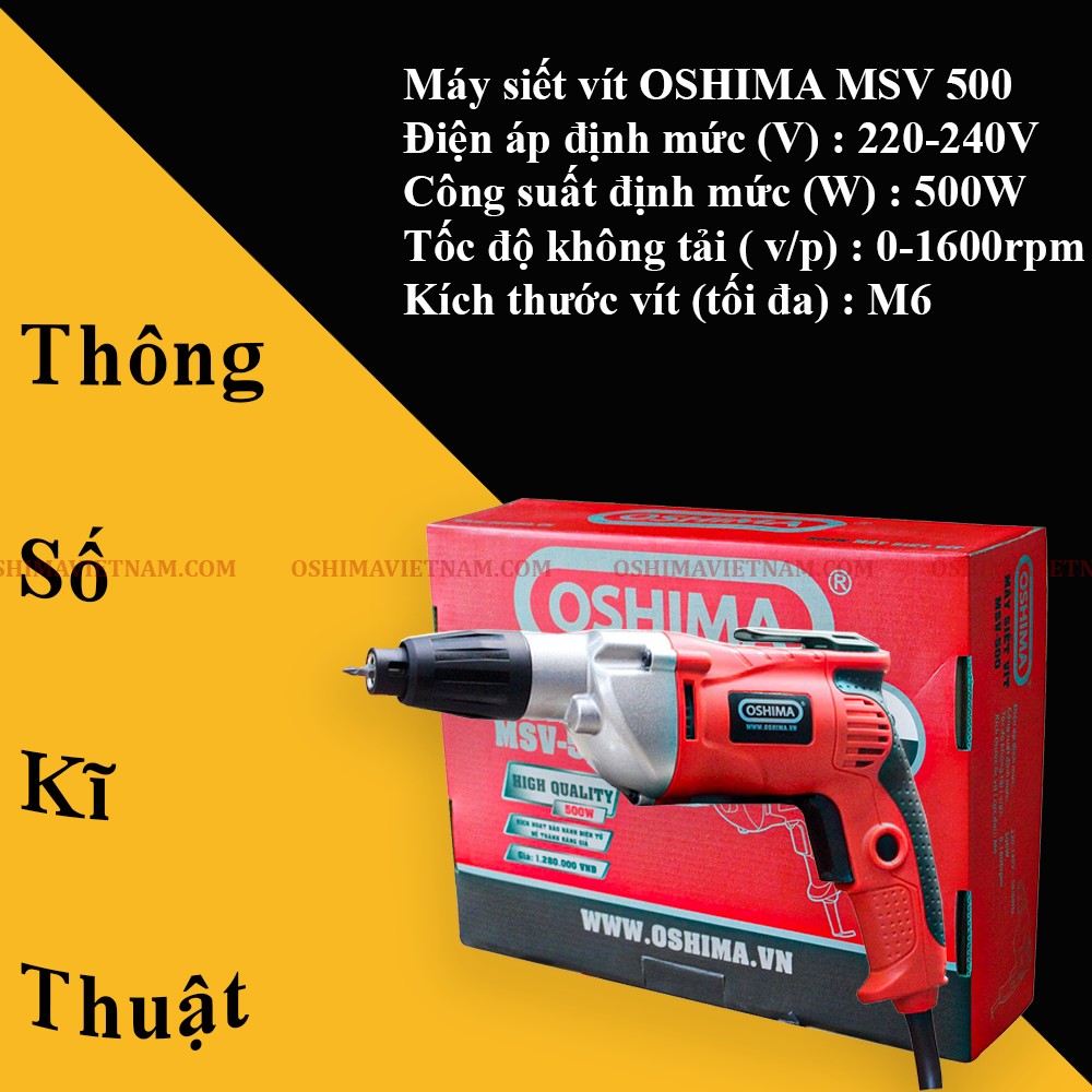 Thông số kỹ thuật của máy siết vít Oshima MSV 500