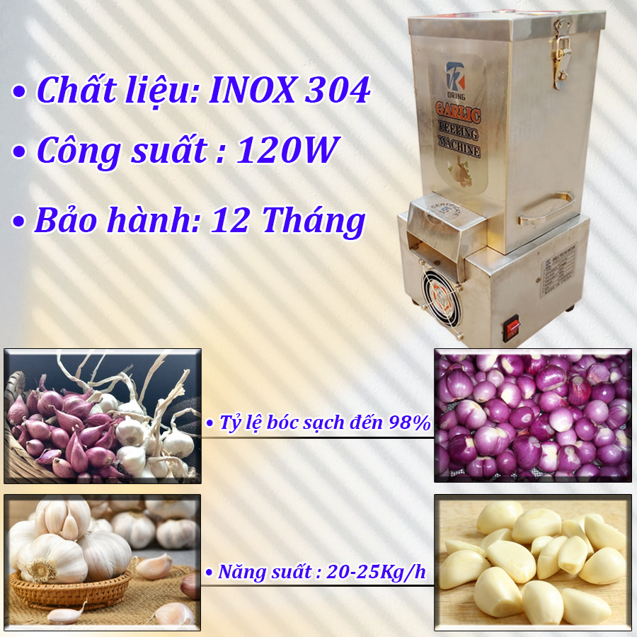 Thông số máy bóc vỏ hành tỏi dùng điện G160