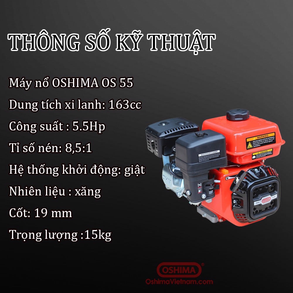 Thông số kỹ thuật máy nổ đa năng Oshima OS 55 5.5 HP