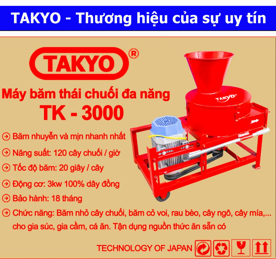 thông số máy thái băm chuối nhuyễn cho gà takyo tk 3000