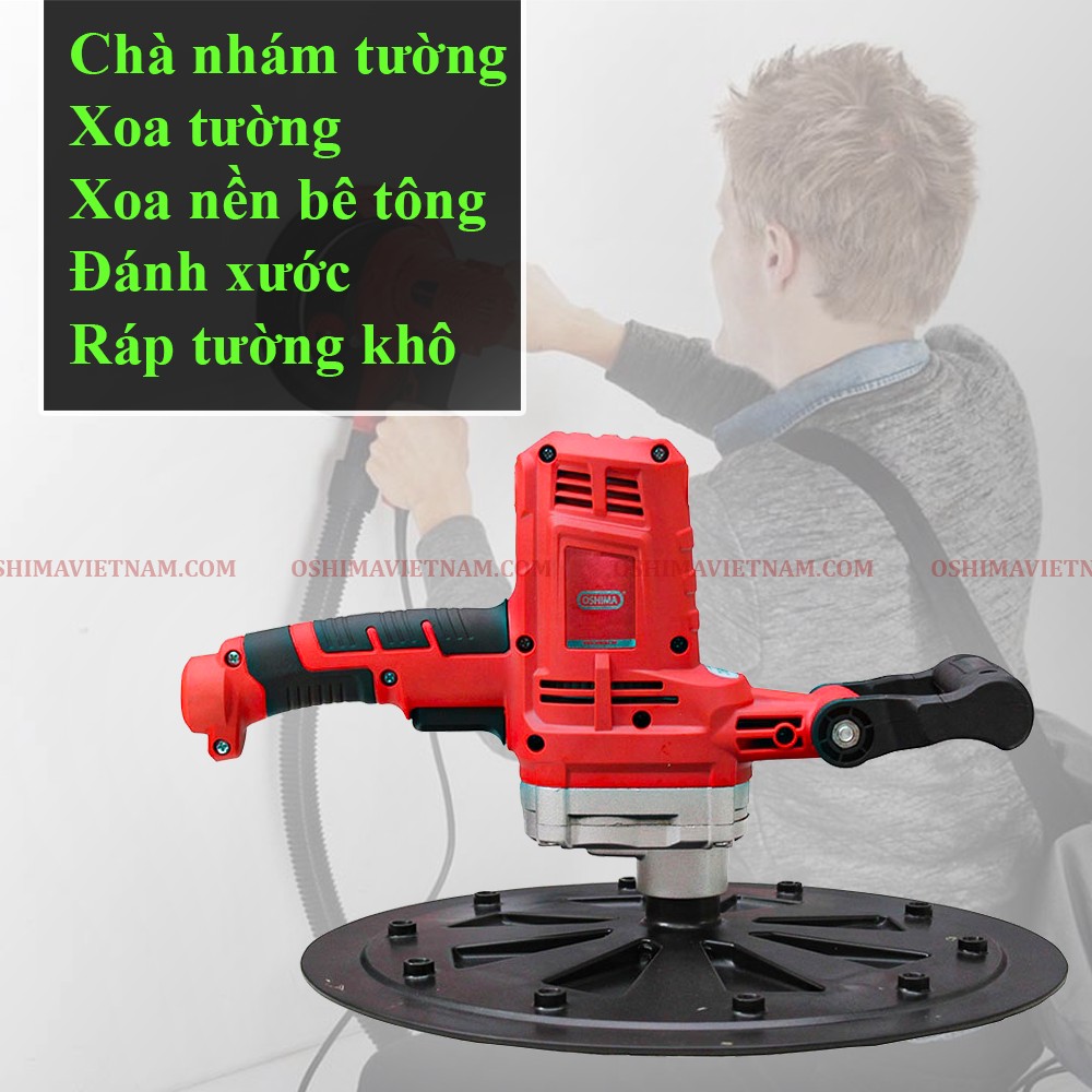 Máy xoa hồ Oshima MXH 750 là thiết bị hữu dụng trong ngành xây dựng sử dụng để: chà nhám tường, xoa nền bê tông, ráp tường khô,....