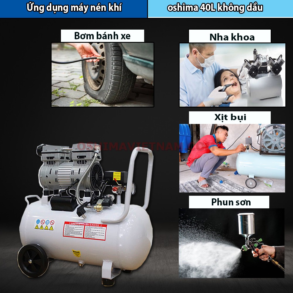 Ứng dụng của máy nén khí Oshima 40L không dầu