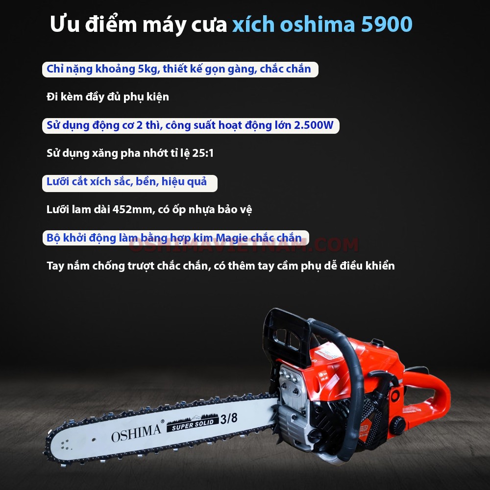 Ưu điểm của máy cưa xích Oshima OS 5900