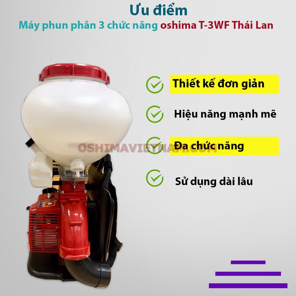 Ưu điểm của bình xịt xạ phân Oshima T-3WF Thái Lan